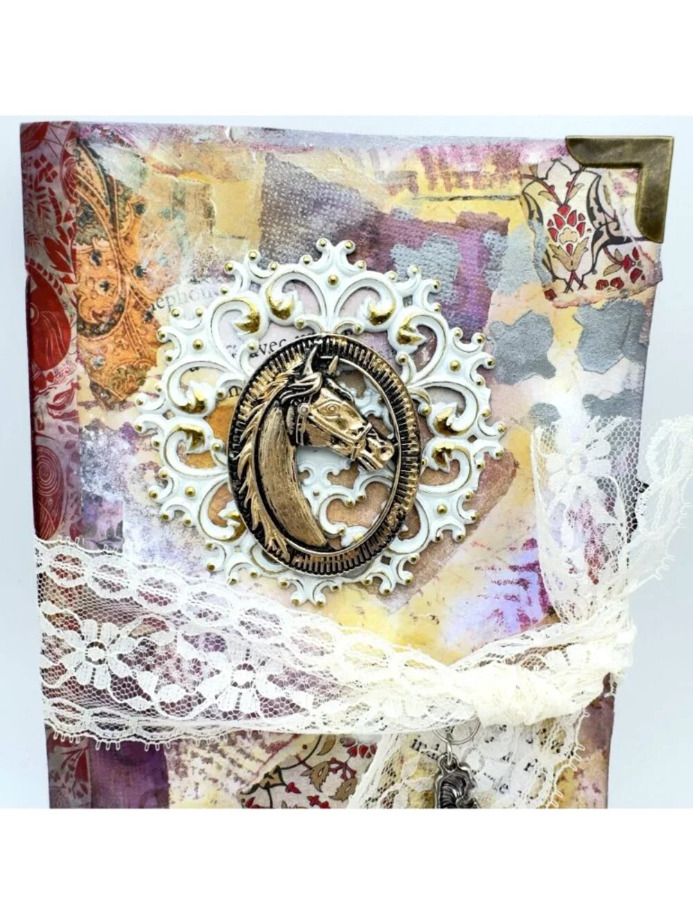 Handmade Junk Journal Mixed Media Horse Cameo Vintage Ephemera 68 Pages OOAK